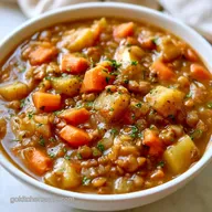 Healthy Crockpot Lentil Vegetable Soup with Potatoes