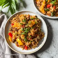 Ground Beef and Rice Recipe for 4 Servings with Bell Peppers