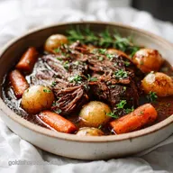 Easy Slow Cooker Pot Roast Recipe with Vegetables for 6 Servings