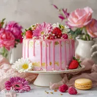 Galentines Cake Baked with Champagne Reduction Frosting
