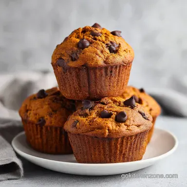 Chocolate Chip Pumpkin Muffin Recipe for 12 Servings Recipe Card