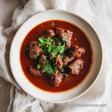 Authentic Hungarian Goulash Soup for 6 Servings Recipe Card