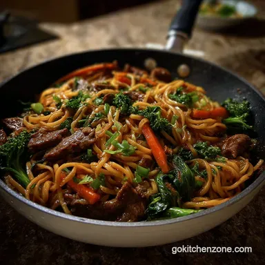 Beef Lo Mein Recipe: Pan-Seared for 25 Minutes Recipe Card