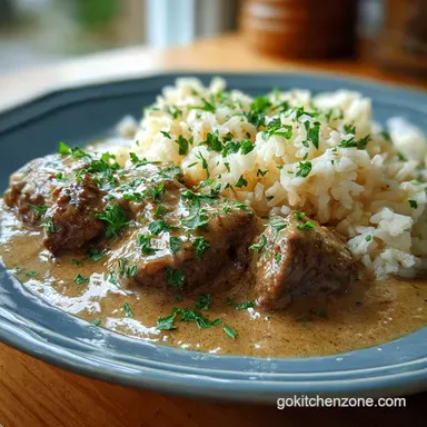 Beef Tips and Rice with Gravy in 1 Hour Recipe Card