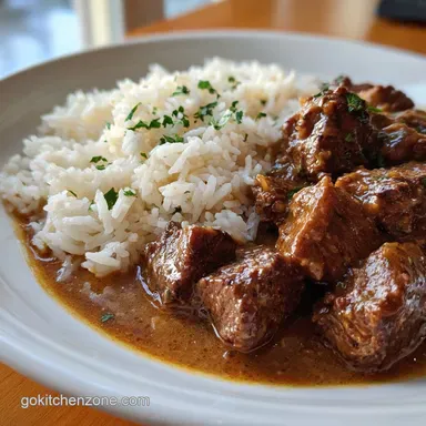 Beef Tips and Rice with Gravy in 1 Hour
