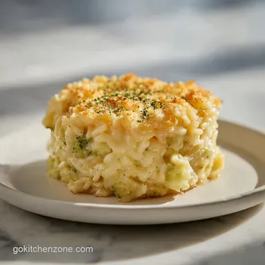 Broccoli Rice Casserole: Velvety Sauce & Cracker Crust Recipe Card