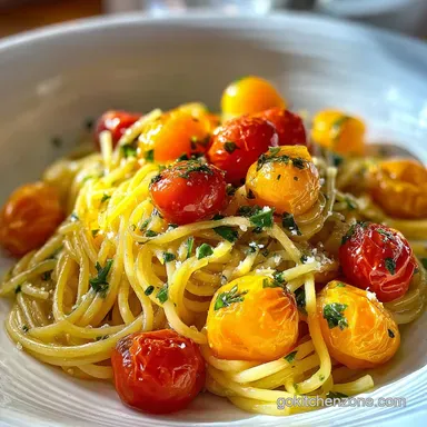 Cherry Tomato Pasta in 20 Minutes - Silky Garlic Finish Recipe Card