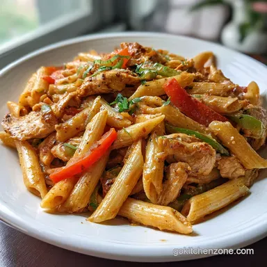 Chicken Fajita Pasta in 35 Minutes Recipe Card