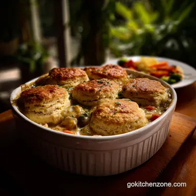 Chicken Pot Pie with Biscuits in 55 Minutes - Flaky Topping Recipe Card