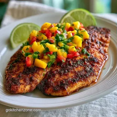 Chili Lime Mango Tilapia in 20 Minutes Recipe Card