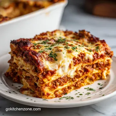 Classic Lasagna Recipe With Meat Sauce Recipe Card