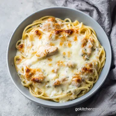 Creamy Chicken Spaghetti: 40 Minute Baked Casserole Recipe Card