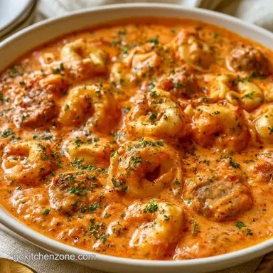 Creamy Crockpot Tortellini Soup for 6 Recipe Card