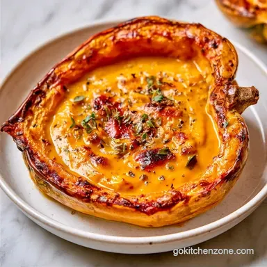Roasted Creamy Fall Soup in Acorn Squash