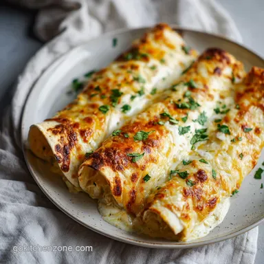 White Chicken Enchiladas in 40 Minutes | Creamy Baked Dinner Recipe Card