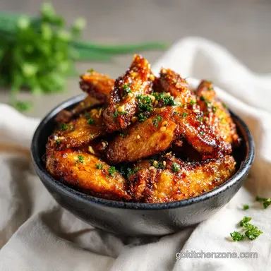 Tangy Crispy Oven Baked Honey BBQ Chicken Wings for 4 Servings Recipe Card