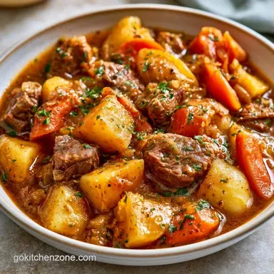 Crock Pot Hamburger Soup with Potatoes Recipe Card