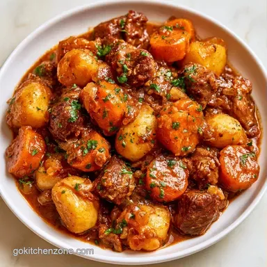 Crockpot Hamburger Stew with Potatoes Recipe Card