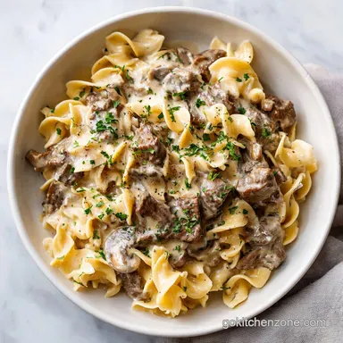 Beef Stroganoff in 30 Minutes: Creamy & Tender Recipe Card