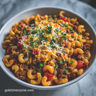 Easy Cheeseburger Pasta One-Pot, Creamy & Ready in 30 Min Recipe Card