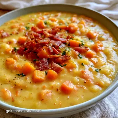 Fall Creamy Potato Soup with Bacon Recipe Card