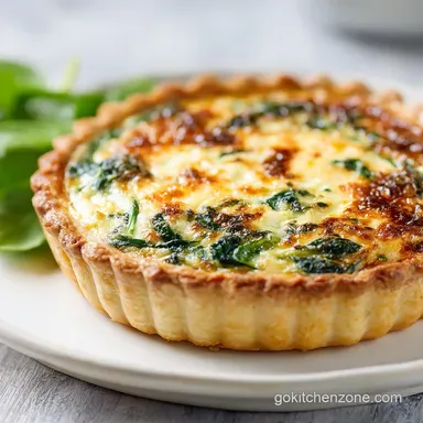 Food Quiche Recipe with Spinach for 8 Servings Recipe Card