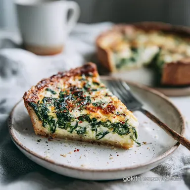 Food Quiche Recipe with Spinach for 8 Servings