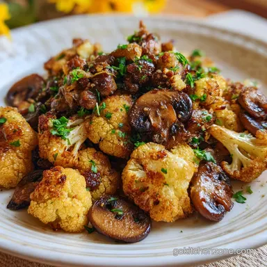 Garlic Cauliflower Mushroom Skillet in 25 Minutes: Crispy Vegetable Side