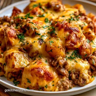 Slow-Cooked Hamburger Potato Casserole Recipe Card