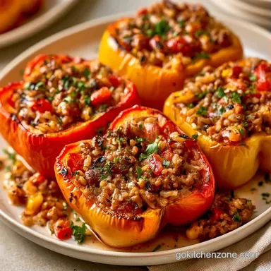 Stuffed Peppers with Brown Rice Recipe Card