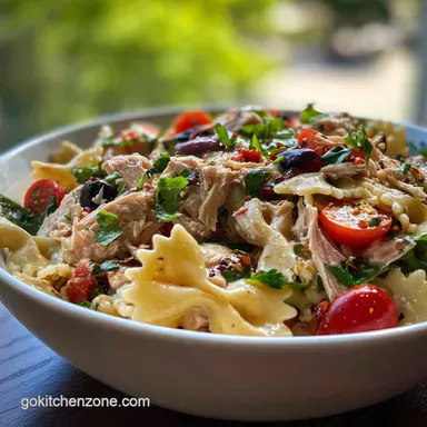 Healthy Tuna Pasta Salad: Greek Yogurt Dressing Recipe Card