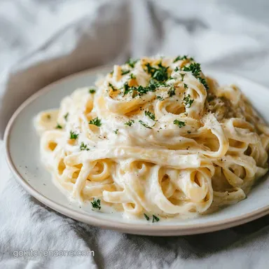 Homemade Fettuccine Alfredo for 4 Servings: Creamy Italian Pasta Recipe Card