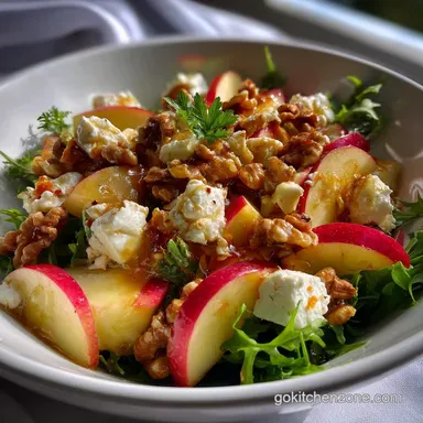 Autumn Harvest Honeycrisp Apple and Feta Salad with Toasted Walnuts Recipe Card