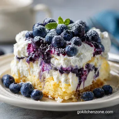 Lemon Blueberry Cheesecake Dump Cake: Creamy Golden Baked Dessert Recipe Card