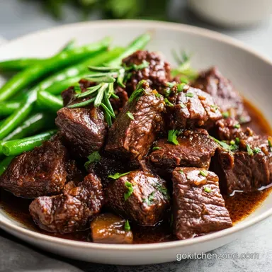 No Peek Beef Tips with Brown Gravy Recipe Card
