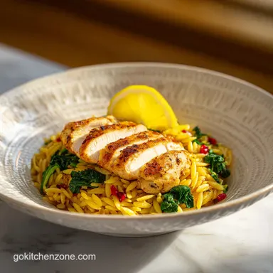One Pan Lemon Chicken Orzo in 30 Minutes Recipe Card