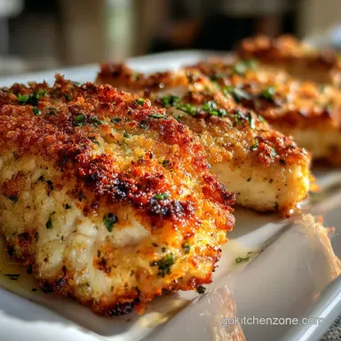 Parmesan Crusted Chicken: Crispy Baked Restaurant Style Recipe Card