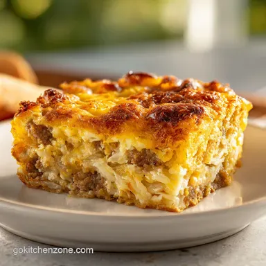 Breakfast Casserole Recipe with Sausage: Baked Recipe Card