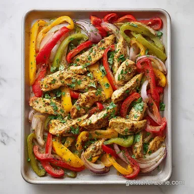 Sheet Pan Oven Baked Chicken Fajitas for 4 Servings Recipe Card
