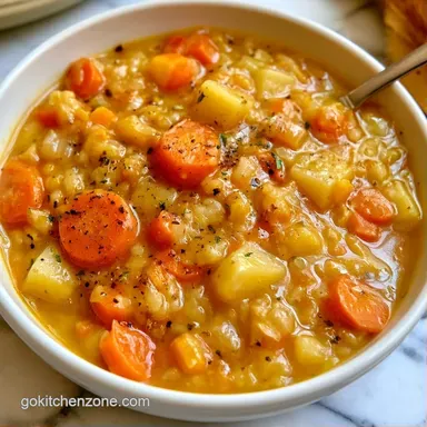 Simple Vegetable Rice Soup in 30 Minutes Recipe Card
