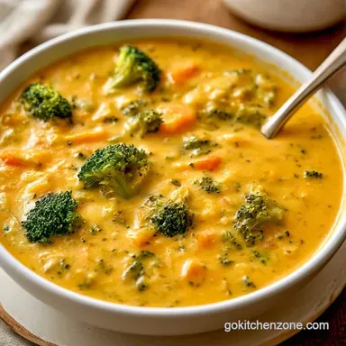 Creamy Slow Cooker Broccoli Cheddar Soup Recipe Card