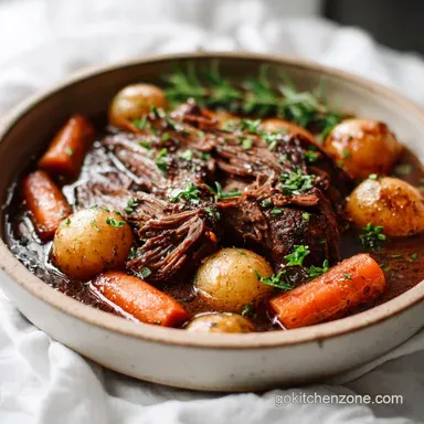 Easy Slow Cooker Pot Roast Recipe with Vegetables for 6 Servings