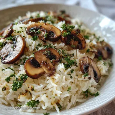 Vegetarian Garlic Mushroom Rice Bake One-Pot: Creamy & Baked Recipe Card