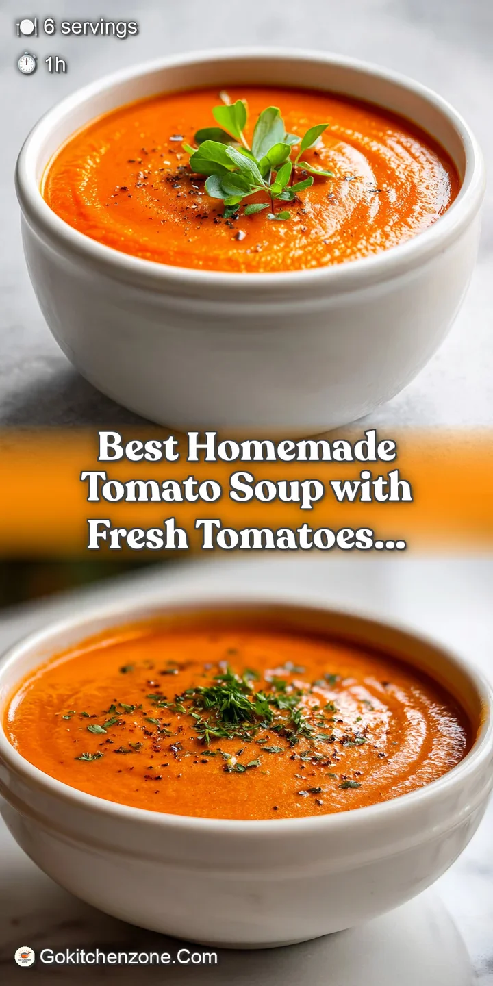 Close-up of velvety tomato soup, flecked with herbs, with visible steam rising to entice the viewer.