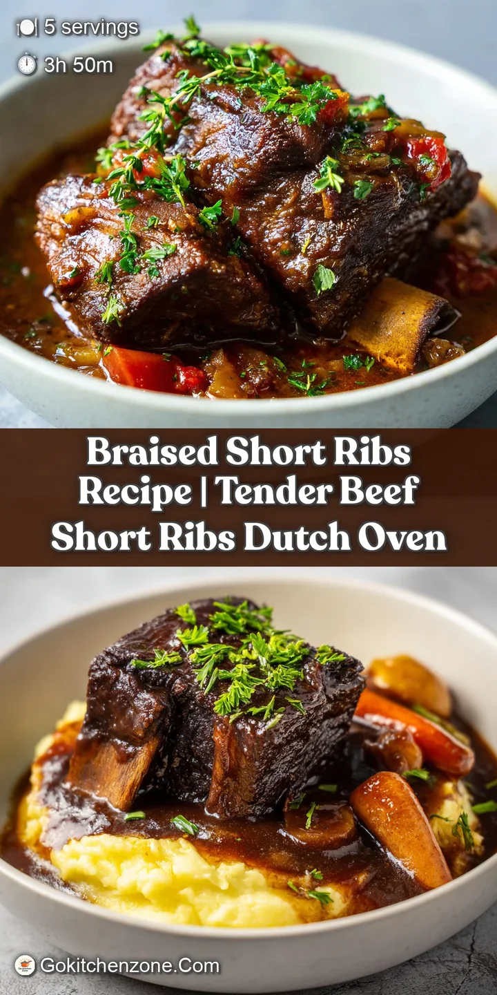 Juicy, fall-off-the-bone short ribs glistening with dark sauce, a close-up of melt-in-your-mouth texture.
