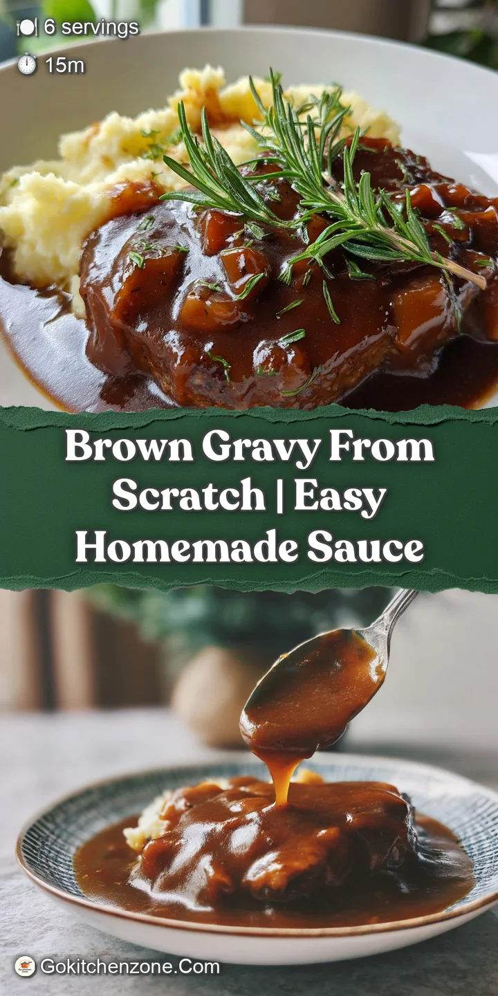 Lustrous, deep brown gravy close-up, its smooth surface reflecting light. A tantalizing glimpse of warmth and savory flavor.