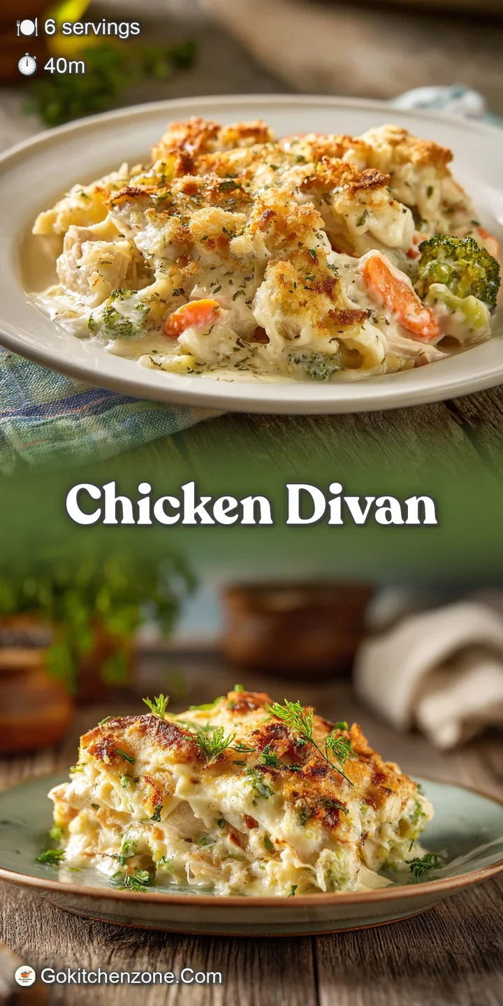Close-up of a spoonful of chicken divan, showing the creamy texture, tender chicken, and toasted breadcrumbs, appetizing v...