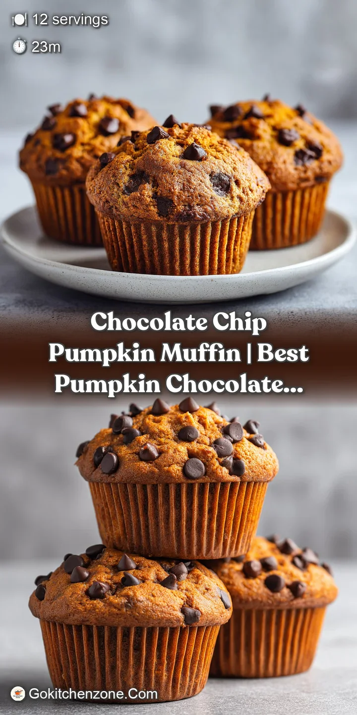 Close-up of a tender, moist pumpkin muffin with a generous scattering of dark, glossy chocolate chips.