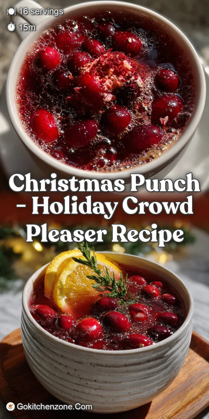 Close-up of bubbling punch, showcasing ruby red hue and the effervescence of the drink, with fresh fruit garnishes and ice.