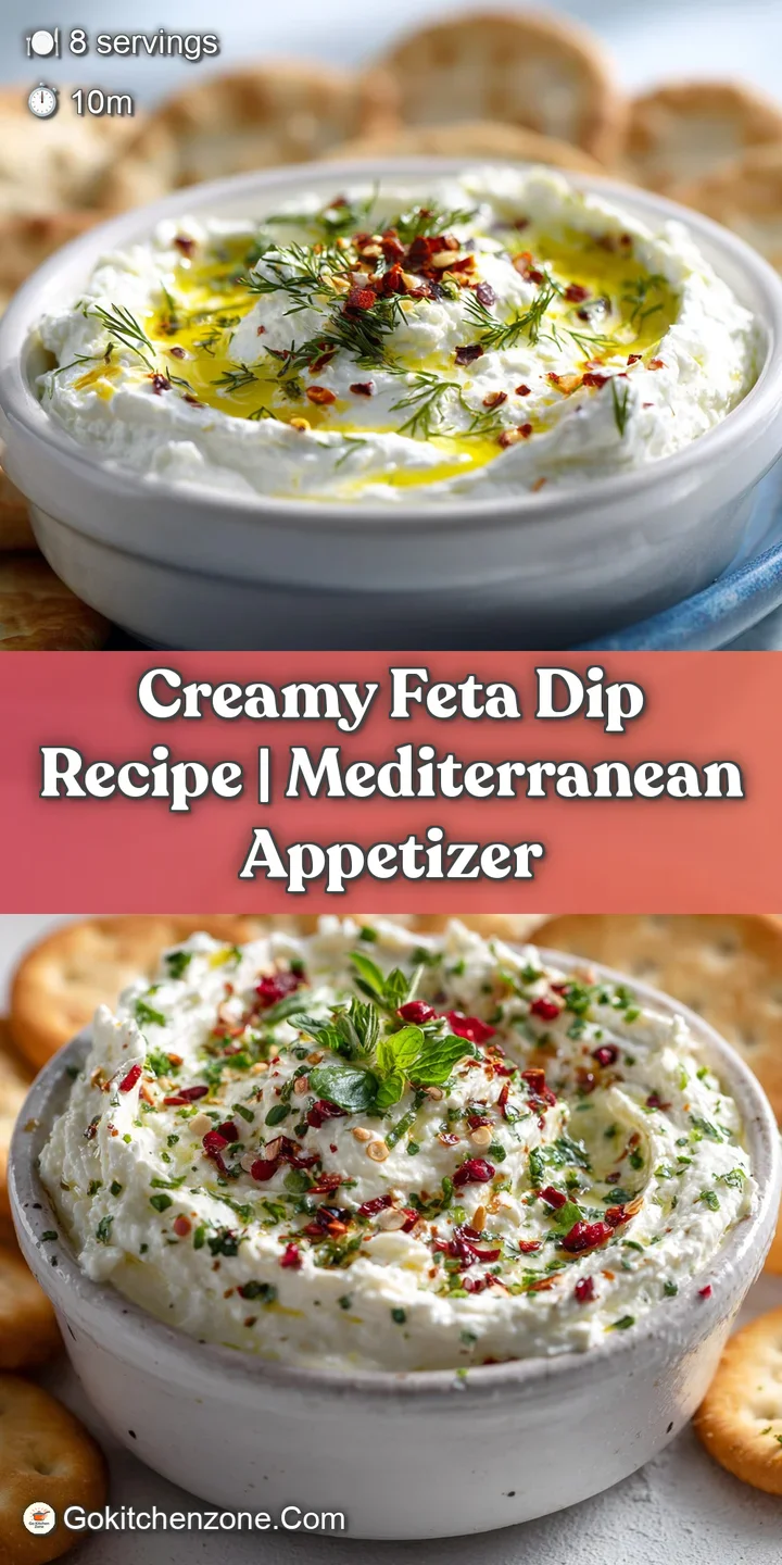 Close-up of a luscious feta dip, highlighting its smooth texture and fresh herb garnish. Olive oil glistens on the surface.